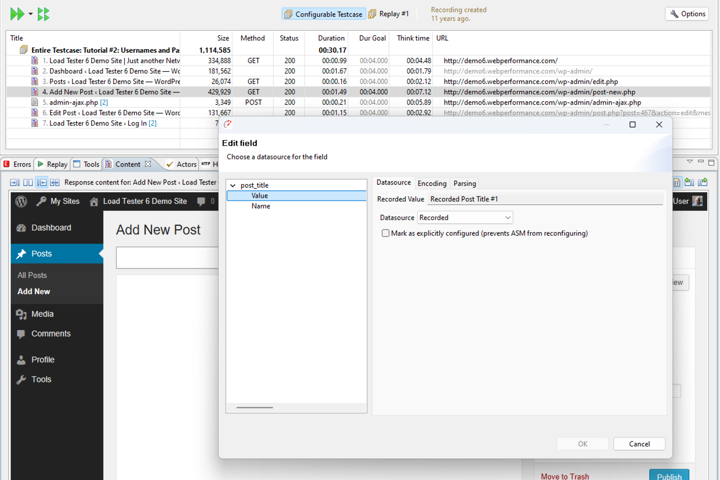WPLoadTester Dashboard