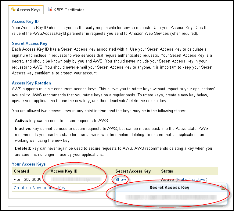 AWS Access Key and Secret Key